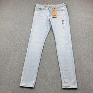 Levis 711 Jeans Womens 25x28 Short Blue Skinny Denim Stretch Light Wash NWT